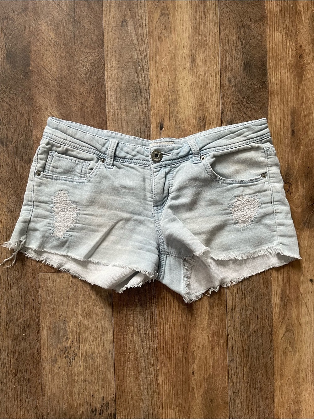 Mudd Light Blue Distressed Denim Cutoff Shorts